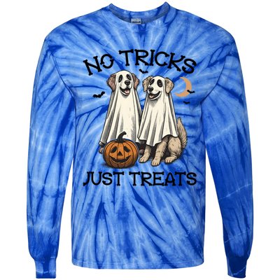 No Tricks Just Treats Cute Skeleton Dog Dog Halloween Cool Gift Tie-Dye Long Sleeve Shirt