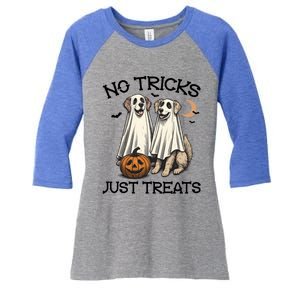 No Tricks Just Treats Cute Skeleton Dog Dog Halloween Cool Gift Women's Tri-Blend 3/4-Sleeve Raglan Shirt