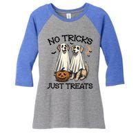 No Tricks Just Treats Cute Skeleton Dog Dog Halloween Cool Gift Women's Tri-Blend 3/4-Sleeve Raglan Shirt