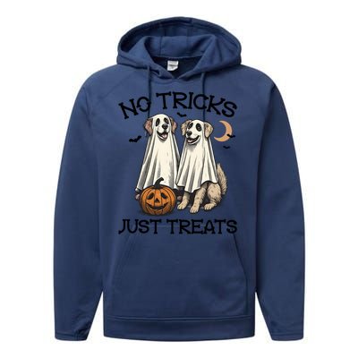 No Tricks Just Treats Cute Skeleton Dog Dog Halloween Cool Gift Performance Fleece Hoodie