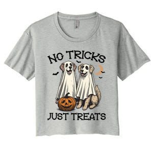 No Tricks Just Treats Cute Skeleton Dog Dog Halloween Cool Gift Women's Crop Top Tee