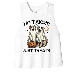 No Tricks Just Treats Cute Skeleton Dog Dog Halloween Cool Gift Women's Racerback Cropped Tank