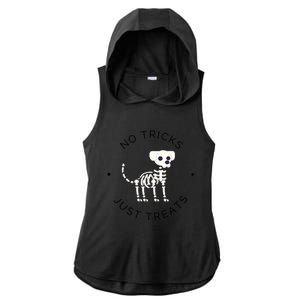 No Tricks Just Treats Dog Halloween Cute Skeleton Dog Great Gift Ladies PosiCharge Tri-Blend Wicking Draft Hoodie Tank