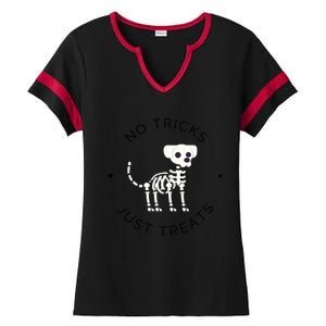 No Tricks Just Treats Dog Halloween Cute Skeleton Dog Great Gift Ladies Halftime Notch Neck Tee