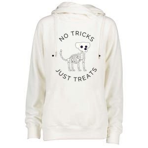 No Tricks Just Treats Dog Halloween Cute Skeleton Dog Great Gift Womens Funnel Neck Pullover Hood