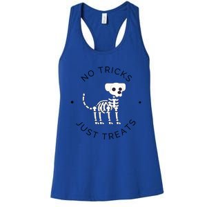 No Tricks Just Treats Dog Halloween Cute Skeleton Dog Great Gift Women's Racerback Tank