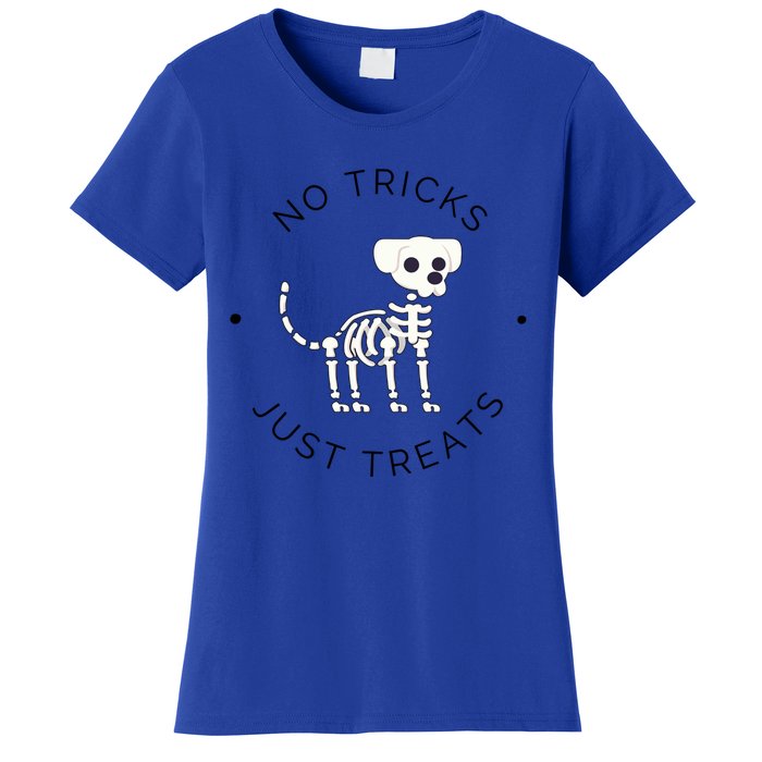 No Tricks Just Treats Dog Halloween Cute Skeleton Dog Great Gift Women's T-Shirt