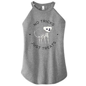 No Tricks Just Treats Dog Halloween Cute Skeleton Dog Great Gift Women's Perfect Tri Rocker Tank