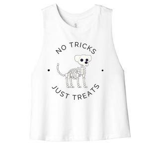 No Tricks Just Treats Dog Halloween Cute Skeleton Dog Great Gift Women's Racerback Cropped Tank