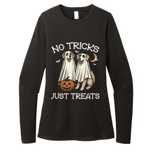 No Tricks Just Treats Dog In Ghost Costume Halloween Design Gift Womens CVC Long Sleeve Shirt