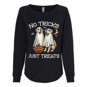 No Tricks Just Treats Dog In Ghost Costume Halloween Design Gift Womens California Wash Sweatshirt