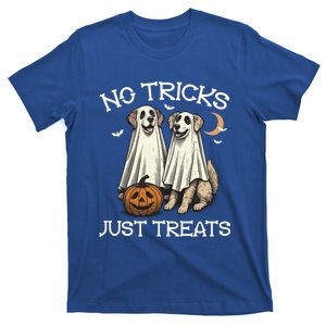 No Tricks Just Treats Dog In Ghost Costume Halloween Design Gift T-Shirt