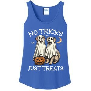 No Tricks Just Treats Dog In Ghost Costume Halloween Design Gift Ladies Essential Tank