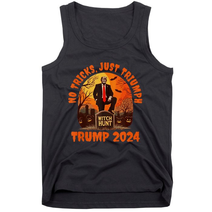 No Tricks Just Triumph Trump 2024 Halloween Witch Hunt Design Tank Top