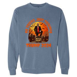 No Tricks Just Triumph Trump 2024 Halloween Witch Hunt Design Garment-Dyed Sweatshirt