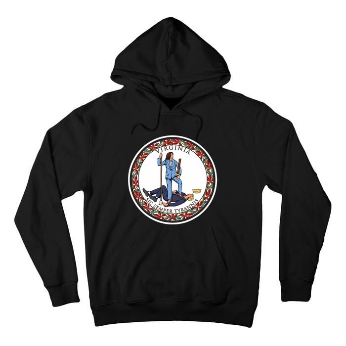 No Tyrants Kamala Harris 2024 With A Rad Design Based On The Flag Of Virginia Tall Hoodie