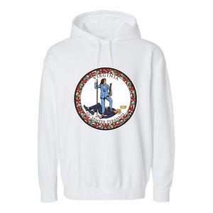 No Tyrants Kamala Harris 2024 With A Rad Design Based On The Flag Of Virginia Garment-Dyed Fleece Hoodie