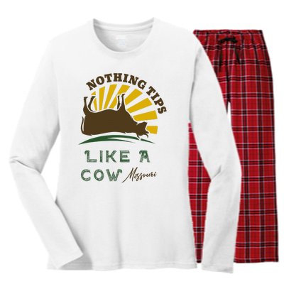 Nothing Tips Like A Cow Missouri Women's Long Sleeve Flannel Pajama Set 