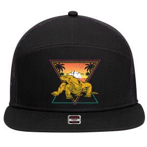 Nature Tropical Lizard Reptile Animal Sunset Komodo Dragon 7 Panel Mesh Trucker Snapback Hat