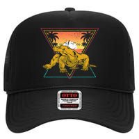 Nature Tropical Lizard Reptile Animal Sunset Komodo Dragon High Crown Mesh Back Trucker Hat