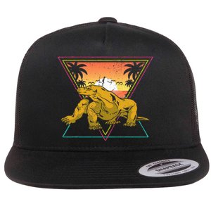 Nature Tropical Lizard Reptile Animal Sunset Komodo Dragon Flat Bill Trucker Hat