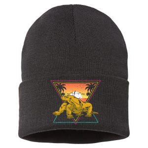 Nature Tropical Lizard Reptile Animal Sunset Komodo Dragon Sustainable Knit Beanie