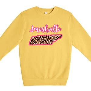 Nashville Tennessee Leopard Print Bachelorette Smashville Tn Gift Premium Crewneck Sweatshirt