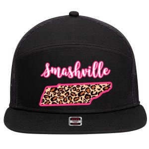 Nashville Tennessee Leopard Print Bachelorette Smashville Tn Gift 7 Panel Mesh Trucker Snapback Hat