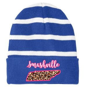 Nashville Tennessee Leopard Print Bachelorette Smashville Tn Gift Striped Beanie with Solid Band