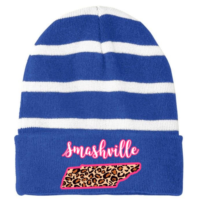 Nashville Tennessee Leopard Print Bachelorette Smashville Tn Gift Striped Beanie with Solid Band