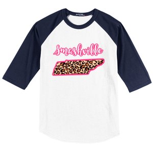 Nashville Tennessee Leopard Print Bachelorette Smashville Tn Gift Baseball Sleeve Shirt