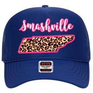 Nashville Tennessee Leopard Print Bachelorette Smashville Tn Gift High Crown Mesh Back Trucker Hat