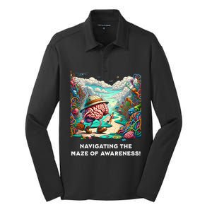 Navigating The Maze Of Awareness Brain Health Adventure Cool Gift Silk Touch Performance Long Sleeve Polo