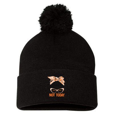 No Today Messy Bun Multiple Sclerosis Ms Awareness Multiple Sclerosis Pom Pom 12in Knit Beanie