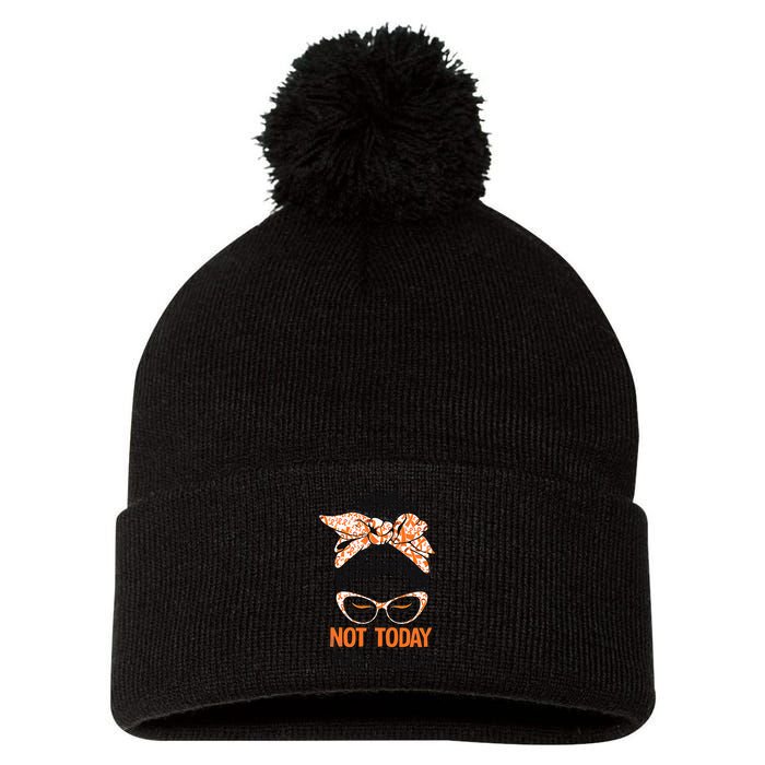 No Today Messy Bun Multiple Sclerosis Ms Awareness Multiple Sclerosis Pom Pom 12in Knit Beanie