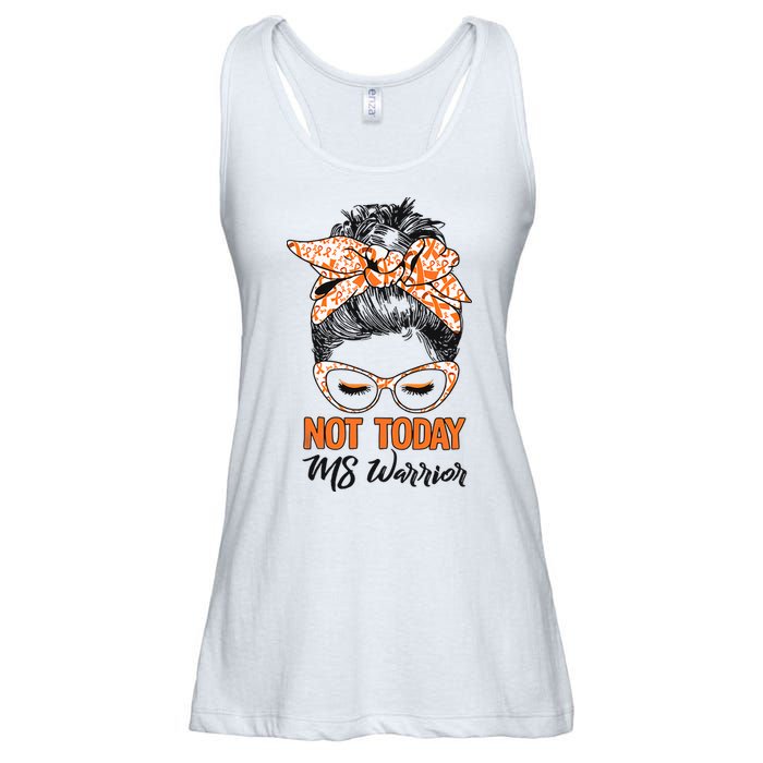 No Today Messy Bun Multiple Sclerosis Ms Awareness Multiple Sclerosis Ladies Essential Flowy Tank