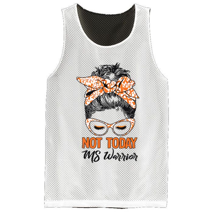 No Today Messy Bun Multiple Sclerosis Ms Awareness Multiple Sclerosis Mesh Reversible Basketball Jersey Tank