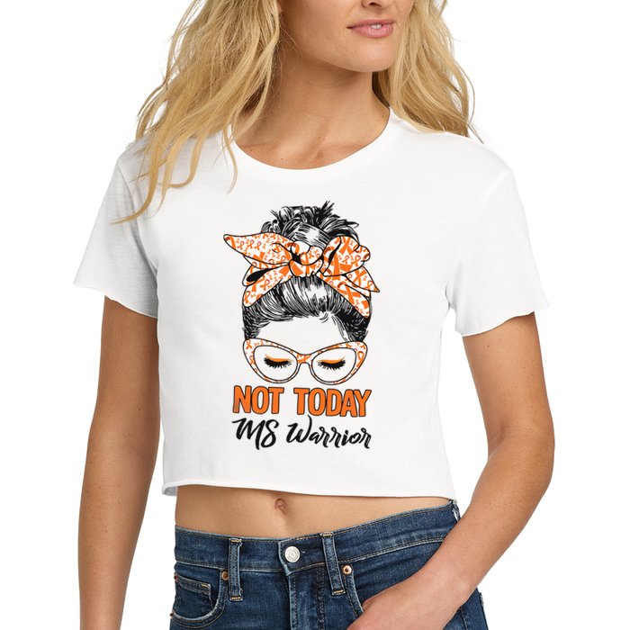 No Today Messy Bun Multiple Sclerosis Ms Awareness Multiple Sclerosis Crop Top