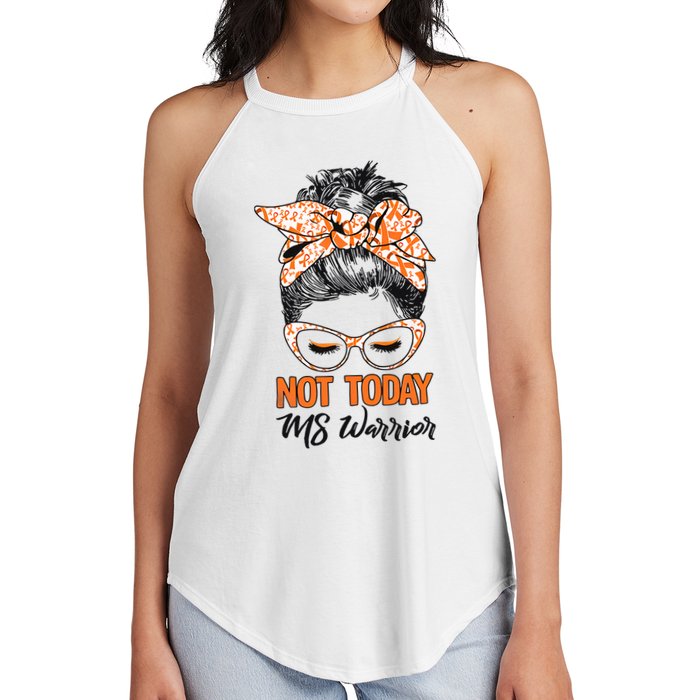 No Today Messy Bun Multiple Sclerosis Ms Awareness Multiple Sclerosis Women's Perfect Tri Rocker Tank