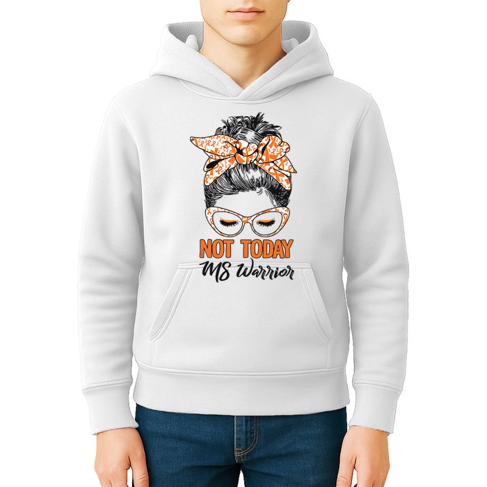 No Today Messy Bun Multiple Sclerosis Ms Awareness Multiple Sclerosis Kids Hoodie