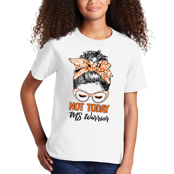 No Today Messy Bun Multiple Sclerosis Ms Awareness Multiple Sclerosis Kids T-Shirt