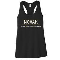 Novak The Man The Myth The Legend Myth Legend Name Women's Racerback Tank