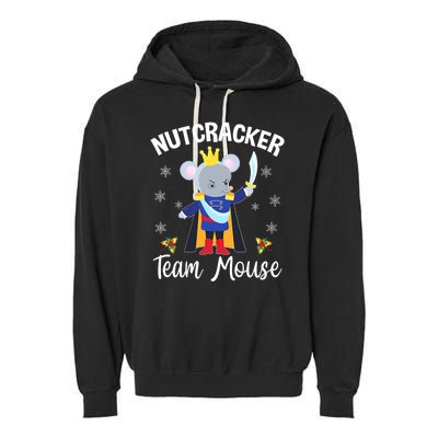 Nutcracker Team Mouse Holiday Christmas Boy Girls Garment-Dyed Fleece Hoodie