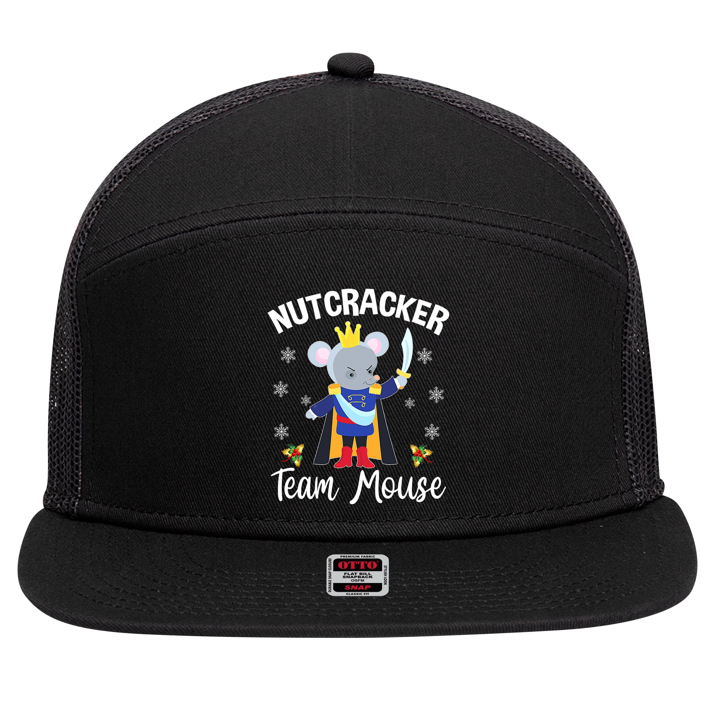 Nutcracker Team Mouse Holiday Christmas Boy Girls 7 Panel Mesh Trucker Snapback Hat