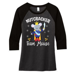 Nutcracker Team Mouse Holiday Christmas Boy Girls Women's Tri-Blend 3/4-Sleeve Raglan Shirt