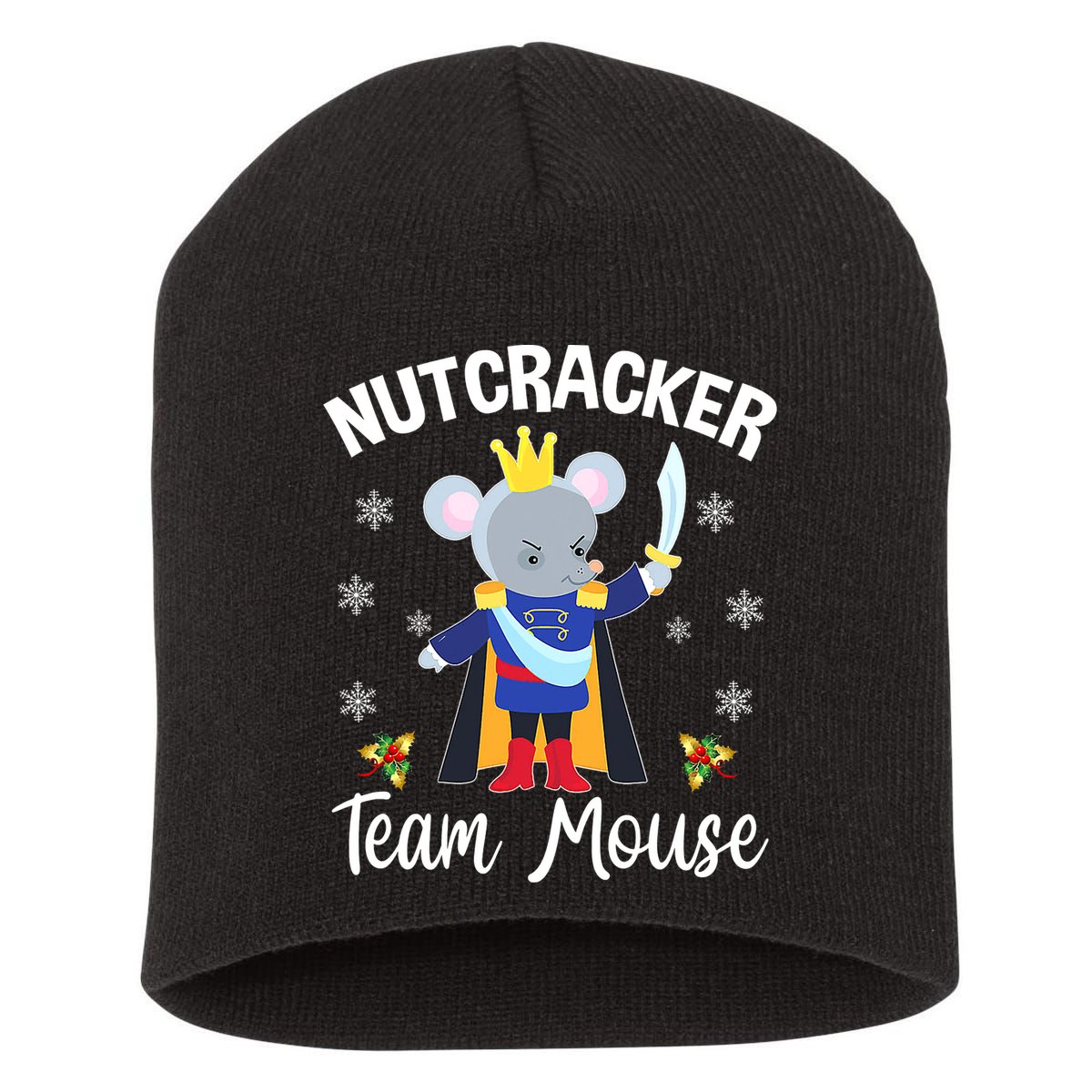 Nutcracker Team Mouse Holiday Christmas Boy Girls Short Acrylic Beanie