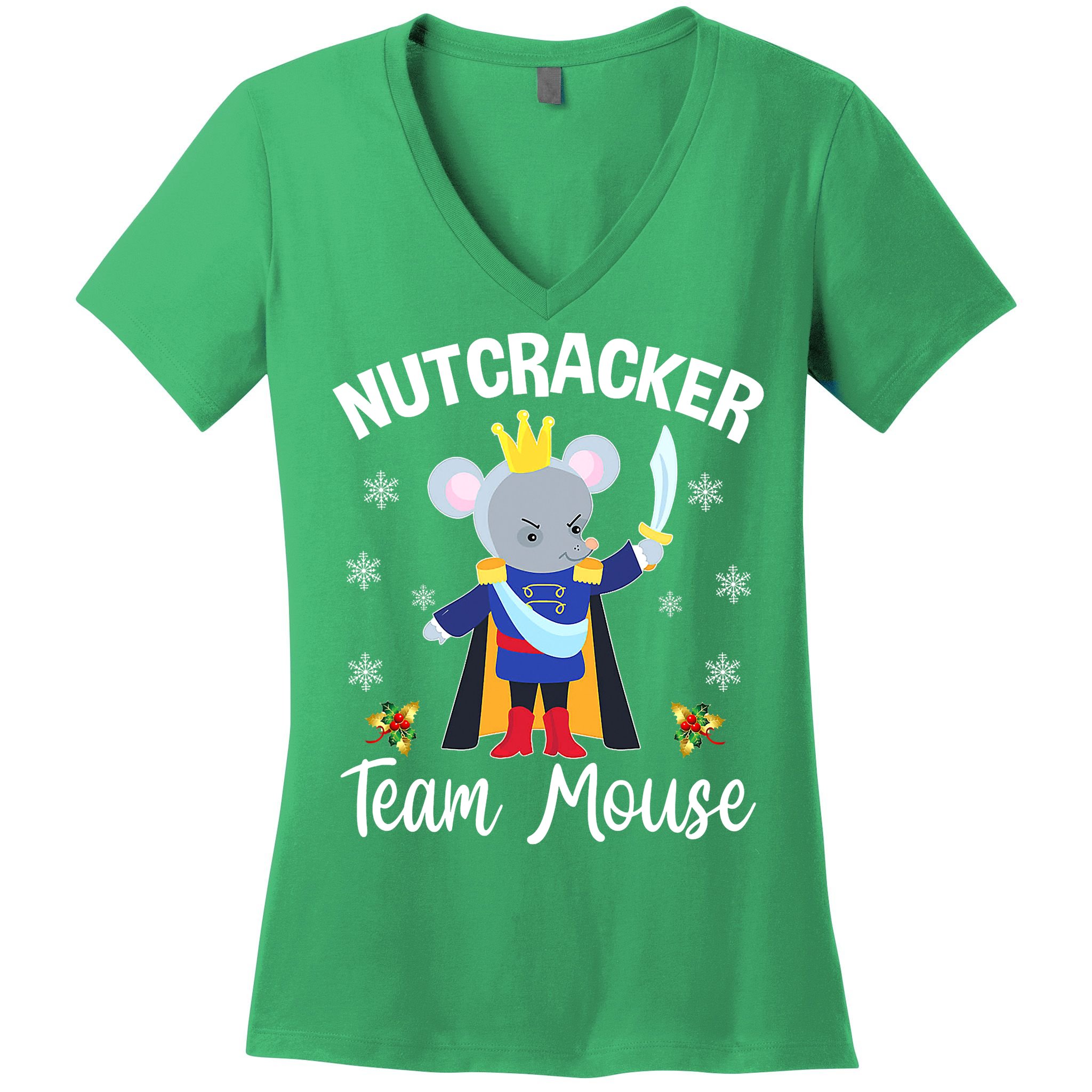 Nutcracker Team Mouse Holiday Christmas Boy Girls Women's V-Neck T-Shirt