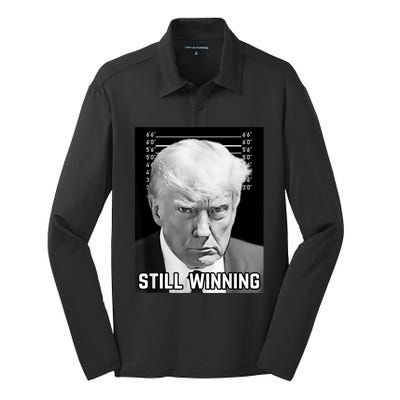 New Trump Mug Shot Still Winning Donald Trump 2024 Silk Touch Performance Long Sleeve Polo