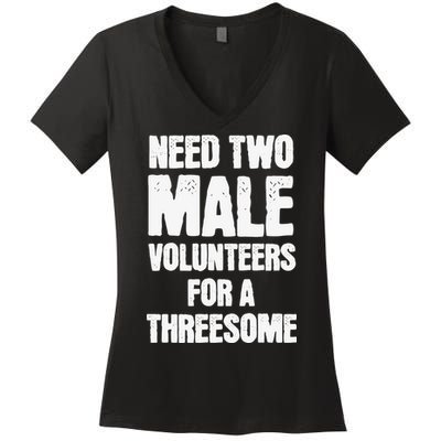 Need Two Male Volunteers For A Threesome Women's V-Neck T-Shirt