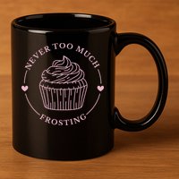 Never Too Much Frosting Cupcake Baker 11oz C Handle Ceramic Mug